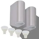 vidaXL LED Au&szlig;enwandleuchten 2 Stk. Rund Auf-/Abw&auml;rts