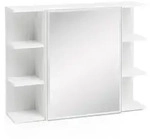FineBuy H&auml;ngeschrank Modern 80x64,5x20cm Wandschrank Holz Spiegelschrank Wei&szlig;