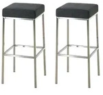 CLP 2er Set Barhocker Montreal Stoffbezug dunkelgrau/edelstahl