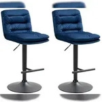 CLP 2er Set Barhocker Damar Samt blau/schwarz