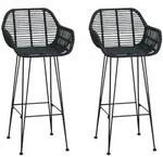 vidaXL Barstuhl 2 pcs Schwarz 55 x 52 x 105 cm Rattan und Eisen