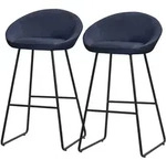 ML-Design Barhocker 2er Set Dunkelblau 75 cm, Stoffbezug, gepolstert,...