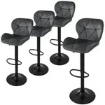 ML-Design Barhocker 4er Set, Bezug aus Samt, Grau, Gepolsterter Barstuhl mit