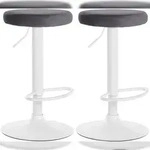 CLP 2er Set Barhocker Ponte Samt dunkelgrau/Metall matt weiss
