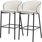 ML-Design Barhocker 2er Set Beige 76 cm, Stoffbezug, gepolstert, Metallgestell,