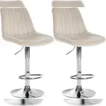 CLP 2er Set Barhocker Toni Samt creme/Metall in Chromoptik