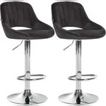 CLP 2er Set Barhocker Milet Samt Samt HBT: 85x47x48 cm Metall in Chromoptik schwarz