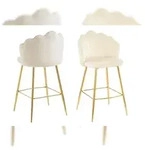 SalesFever Barhocker Muscheldesign | 2er Set | Samt | B 52 x T 54 x H 100 cm | Beige