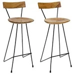 vidaXL Barhocker 2er-Set aus massivem Teakholz, Modell Atlas Soleil