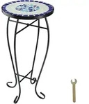 tectake Balkontisch Blumenhocker mit Mosaikmuster 30x30x61,5cm wei&szlig;/blau - 402769