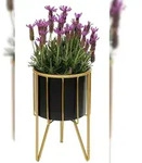 DanDiBo Blumenhocker mit Topf Metall Gold Schwarz Rund S 32 cm Blumenst&auml;nder...
