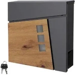 ML-Design Briefkasten 37 x 36,5 x 11 cm Anthrazit/Holzoptik, aus Stahl, mit