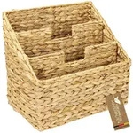 HMF Zeitungsst&auml;nder, Zeitungskorb geflochten aus Wasserhyazinthe, 3 F&auml;cher, 35 x 24