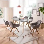SalesFever Essgruppe 180x90 cm | 5 tlg | Eiche Massivholz | Grau