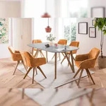 SalesFever Essgruppe 180x90 cm | 5 tlg | Eiche Massivholz | Grau