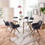 SalesFever Essgruppe 180x90 cm | 5 tlg | Eiche Massivholz | Wei&szlig;