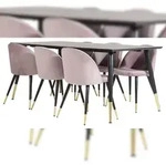 Dipp180x90BLBR Essgruppe Esstisch schwarz und 6 Velvet Esszimmerst&uuml;hle Velour...