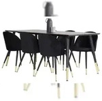 Dipp180x90BLBR Essgruppe Esstisch schwarz und 6 Velvet Esszimmerst&uuml;hle Velour