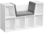 FineBuy Design Regal mit Sitzfl&auml;che 101,5x61,5x30cm Wei&szlig; Schuhregal Standregal