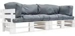 vidaXL 2-tlg. Garten-Palettensofa-Set mit Grauen Kissen Kiefernholz