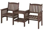COSTWAY Gartenbank mit Tisch, 2-Sitzer-Holzbank mit Sonnenschirmhalterung, 165 x 60 x