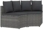 vidaXL 2-tlg. Garten-Sofagarnitur mit Auflagen Poly Rattan Grau