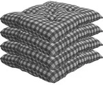Stuhlkissen 4er Set 38x38 cm Grau Kariert - Gepolstertes Sitzkissen f&uuml;r Indoor und