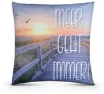 Bestlivings Outdoor Kissen mit Strandmotiv - Meer geht immer - 1 St&uuml;ck ( 1er Pack )