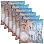 Bestlivings Outdoor Kissen mit Strandmotiv - Beach Time - 6 St&uuml;ck ( 6er Pack )