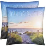 Bestlivings Outdoor Kissen mit Strandmotiv - Ankerplatz - 2 St&uuml;ck ( 2er Pack )