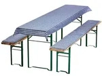 NYVI Bierbankauflagen Set 130x70 cm Blau Kariert - 1x Tischdecke f&uuml;r 110x50 cm