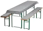 NYVI Bierbankauflagen Set 240x70 cm Grau Kariert - 1x Tischdecke f&uuml;r 220x50 cm