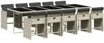 vidaXL 11-tlg. Garten-Essgruppe mit Kissen Hellgrau Poly Rattan