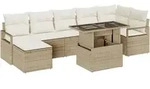 vidaXL 8-teiliges Garten-Sofaset mit Kissen, beiges Poly-Rattan