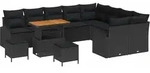 vidaXL Garten-Sofa-Set mit Kissen mit Speicher 12 pcs Schwarz