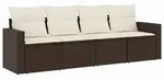 vidaXL 4-tlg. Garten-Sofagarnitur mit Kissen Braun Poly Rattan