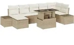 vidaXL Garten-Sofa-Set mit Speicher 8 pcs Beige Poly Rattan