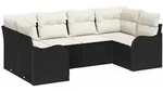 vidaXL Garten-Sofa-Set mit Kissen 6 pcs Schwarz und Wei&szlig; Poly Rattan