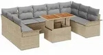 vidaXL Garten-Sofa-Set mit Kissen 10 pcs Beige und Hellgrau