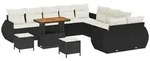 vidaXL Garten-Sofa-Set mit Kissen 13 pcs Schwarz und Creme