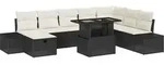 vidaXL Garten-Sofa-Set 9 pcs Schwarz Poly-Rattan