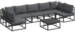 vidaXL Gartensofa-set mit Kissen 8 pcs Schwarz Aluminium