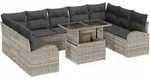 vidaXL Garten-Sofa-Set mit Speicher 10 pcs Hellgrau Poly Rattan
