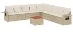vidaXL 10-tlg. Garten-Sofagarnitur mit Kissen Beige Poly Rattan