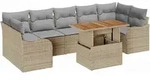 vidaXL Garten-Sofa-Set mit Speicher 8 pcs Beige Poly Rattan