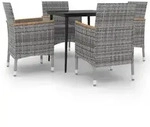 vidaXL 5-tlg. Garten-Essgruppe mit Auflagen Poly Rattan und Glas