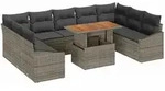 vidaXL Garten-Sofa-Set mit Speicher 10 pcs Grau Poly Rattan