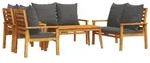 vidaXL 5-tlg. Garten-Lounge-Set mit Kissen Massivholz Akazie