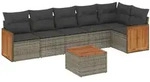 vidaXL 7-tlg. Garten-Sofagarnitur mit Kissen Grau Poly Rattan