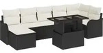vidaXL Garten-Sofa-Set mit Kissen 8 pcs Schwarz Poly Rattan